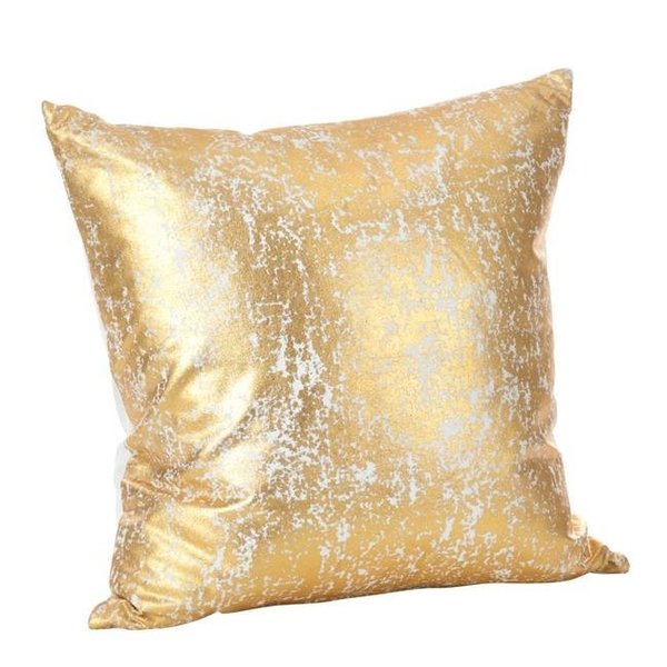 Saro Lifestyle SARO 9381.GL18S 18 in. Square Donnelou Metallic Foil Print Down Filled Cotton Throw Pillow  Gold 9381.GL18S
